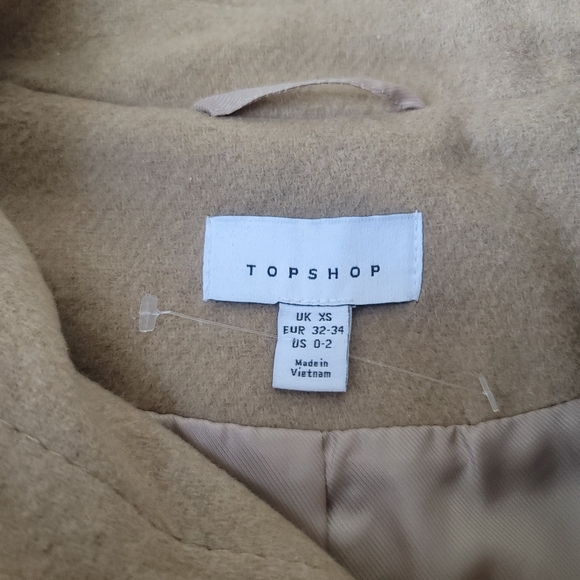 NWT Topshop Button Front Belted Longline Trench Coat Size XSmall (0-2) In Camel - Picture 15 of 16